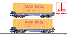Tillig 01108 - TT - 2-tlg. Set Containertragwagen Max Bögl, ERR, Ep. VI